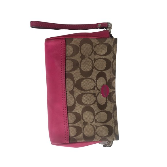 COACH Hot PINK LEATHER Signature LOGO CLUTCH WRISTLET - Picture 5 of 8
